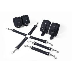 Набір для БДСМ Feral Feelings BDSM Kit 3: наручники, поножі, крестовина, чорний