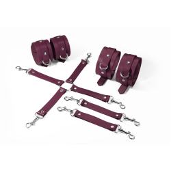 Набір для БДСМ Feral Feelings BDSM Kit 3 Burgundy (наручники, поножі, крестовина)