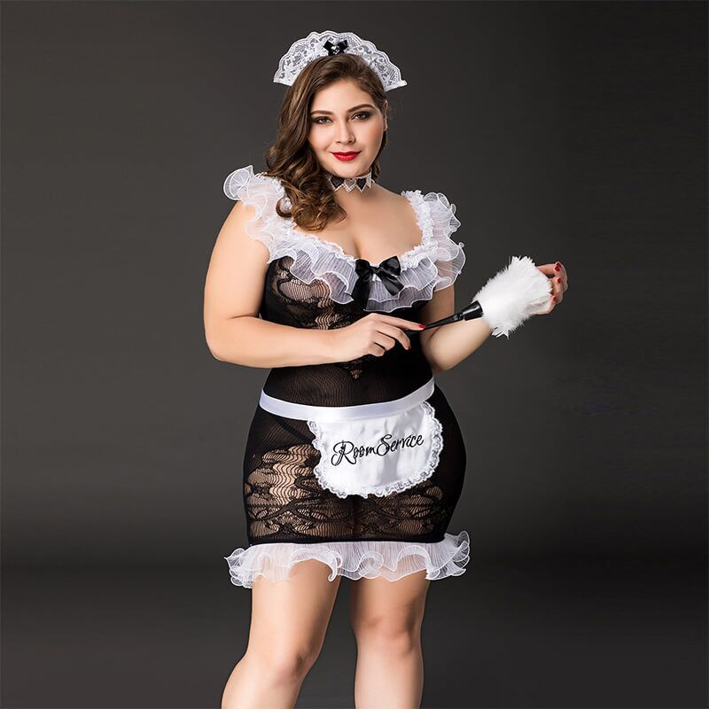 Костюм покоївки JSY «Слухняна Ельма» Plus Size, чорний