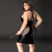 Еротичне плаття JSY «Спокуслива Міла» Plus Size Black з прозорими вставками, стрепами та халтером