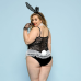Костюм зайки JSY «Пристрасна Медісон» Plus Size, чорний (боді, вушка, рукавички, хвіст, чокер)