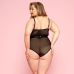 Боді JSY «Пристрасна Лорейн» Plus Size Black, екошкіра, люверси, шнурівка