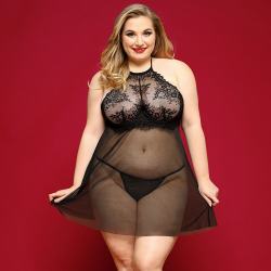 Сорочка беби-долл JSY «Страстная Лилит» Plus Size, чорна