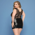 Плаття «Леді Софія» JSY Plus Size, чорне, сітка з вишивкою, екошкіра