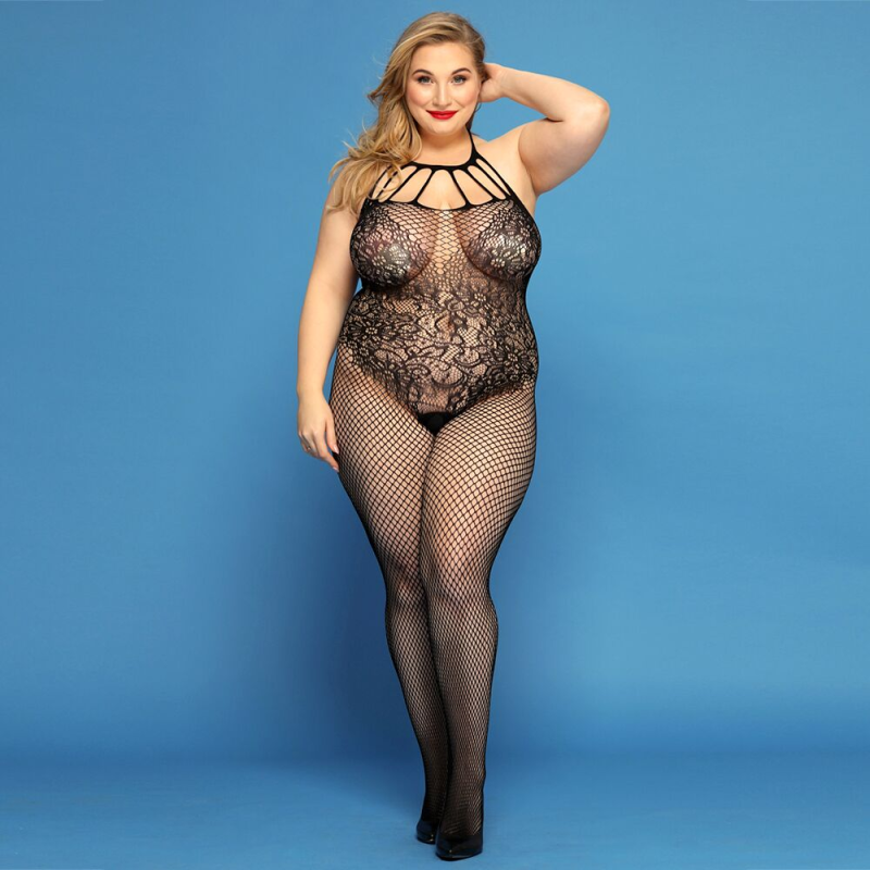 Сітчастий бодистокінг JSY «Відверта Мадлен» Plus Size, Black