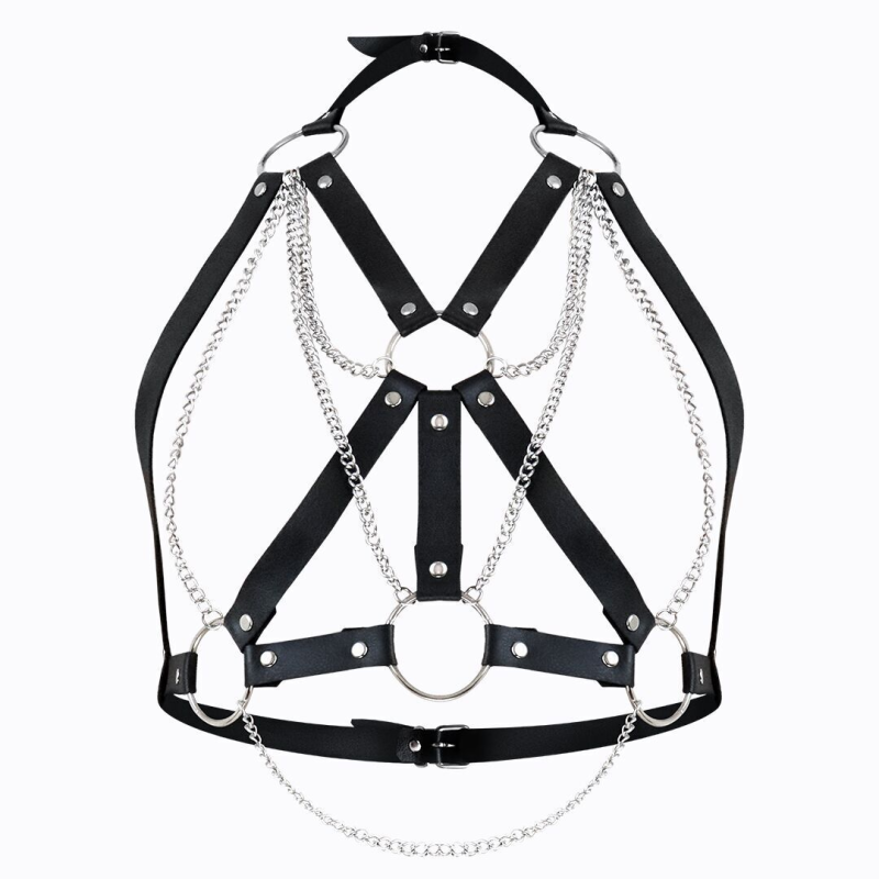Портупея жіноча Art of Sex - Aiden Leather harness, чорна, L-2XL