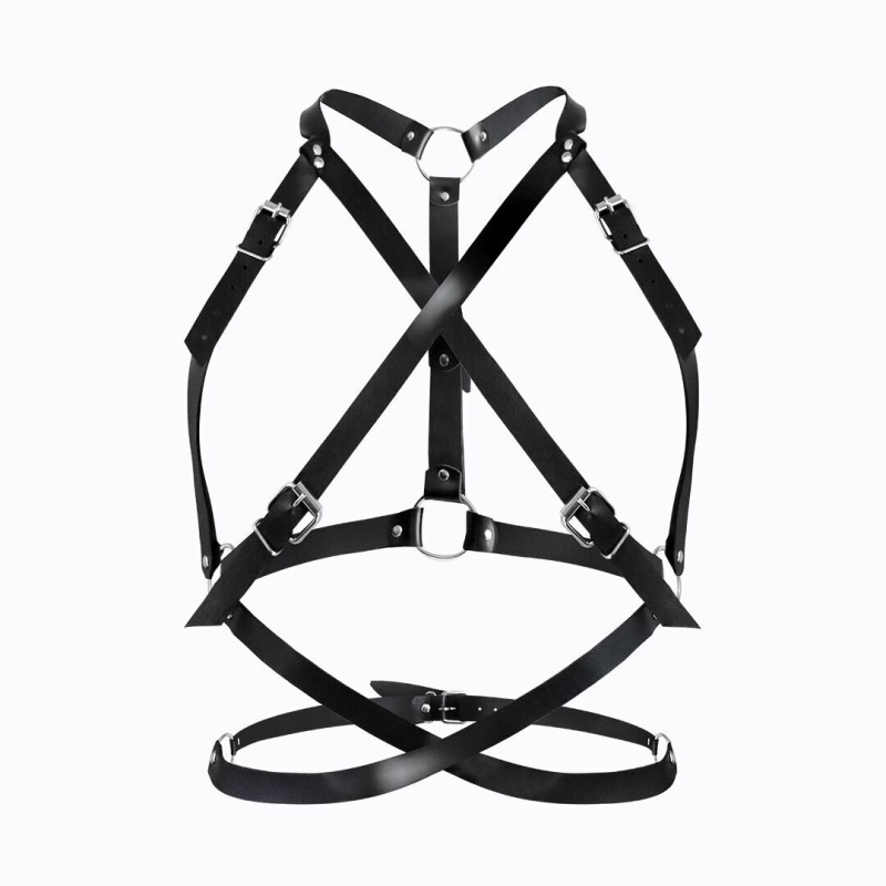 Портупея жіноча Art of Sex - Agnessa Leather harness, Чорна, L-2XL Портупея жіноча Art of Sex - Agnessa Leather harness, Чорна, L-2XL