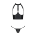 Комплект білизни з відкритими грудьми Passion GENEVIA SET WITH OPEN BRA, корсет і стрінги, L/XL, чорний