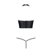 Комплект білизни з відкритими грудьми Passion Genevia Set With Open Bra, корсет та стрінги, S/M чорний