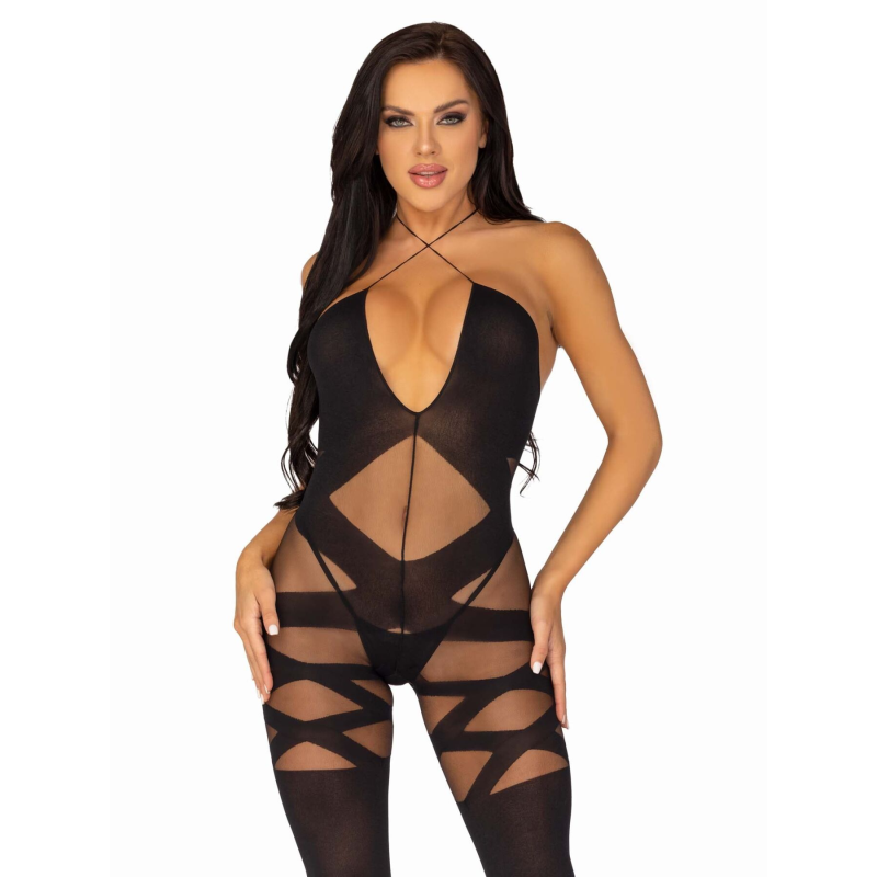 Бодистокинг Leg Avenue Illusion halter bodystocking, One size, чорний