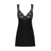Сорочка бебі-долл з мереживом Obsessive Donna Dream babydoll, XL/2XL, чорна, зі стрингами