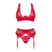 Комплект білизни Obsessive Lacelove cupless 3 предмети, XL/2XL, червоний