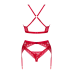 Комплект білизни Obsessive Lacelove cupless 3 предмети, XL/2XL, червоний