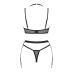 Комплект білизни Obsessive Selinne 3-pcs set XL/2XL Black (бюстгальтер, стрінги, пояс для панчіх)