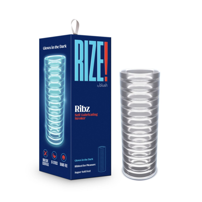 Мастурбатор Blush Rize Ribz Glow in the Dark, наскрізний, TPE