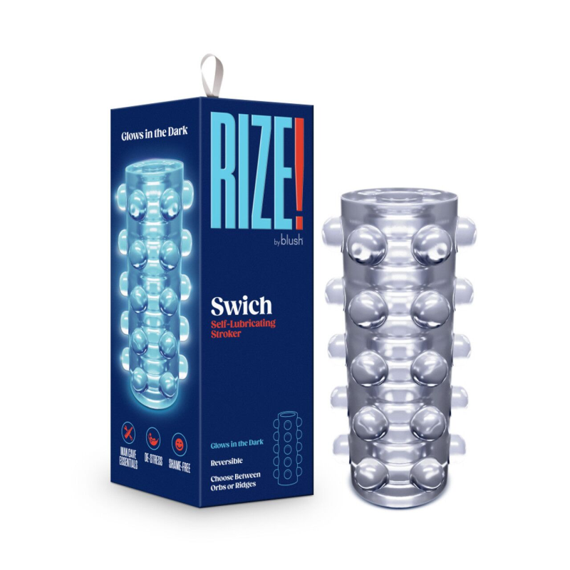 Мастурбатор Blush Rize Swich Glow in the Dark, прозорий, двосторонній