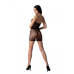 Ажурна міні-сукня на тонких бретелях Passion BS096 One Size, black, плетіння на грудях