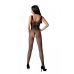 Бодистокінг з крильцями Passion BS098, One Size, чорний, сітка середньої зернистості, відкритий доступ