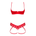 Комплект Obsessive Ingridia 2-pcs crotchless set XL/2XL, червоний, з доступом, відкриті груди