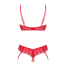 Комплект Obsessive Ingridia 2-pcs crotchless set XL/2XL, червоний, з доступом, відкриті груди