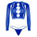 Комплект білизни Leg Avenue Long sleeve crop top & string, Royal Blue, One Size