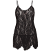 Сорочка беби-долл Leg Avenue Rose Lace Flair Chemise, Black, Queen Size
