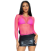 Сітчастий топ з довгим рукавом Leg Avenue Long Sleeves T-Shirts, Neon Pink, One Size