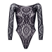 Боді-бодистокінг ажурне Leg Avenue Snap Crotch Thong Back Teddy, чорне, M/L