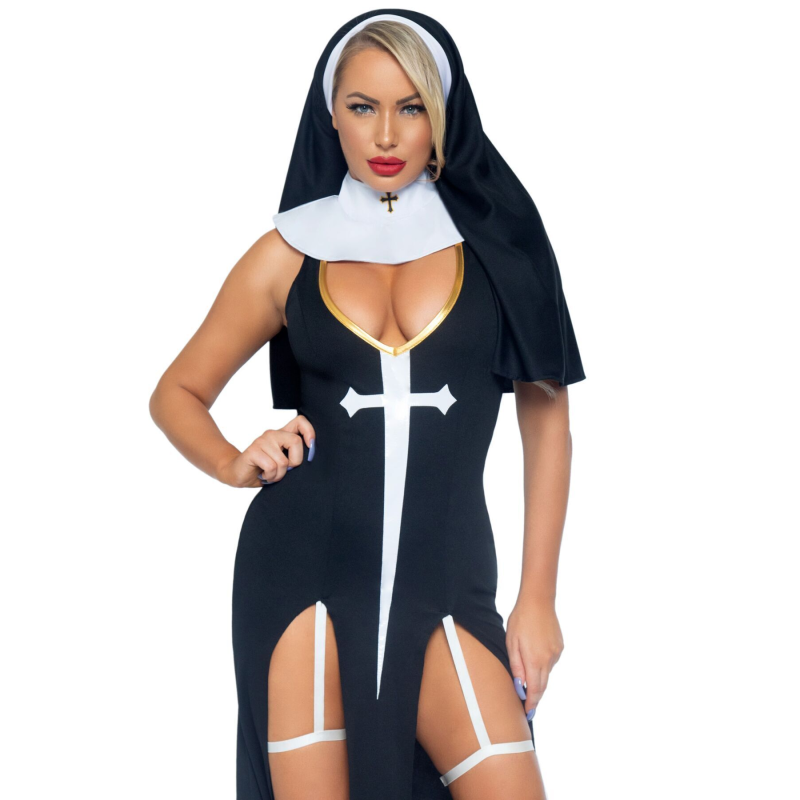 Костюм монашки-грішниці Leg Avenue Sultry Sinner M (плаття, головний убір, комір)