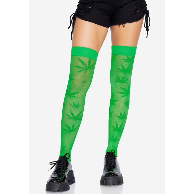 Панчохи сітка з малюнком Leg Avenue 420 Net thigh highs, зелені