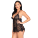 Сорочка беби-долл із стрингами Leg Avenue Floral lace babydoll & string, L, чорна