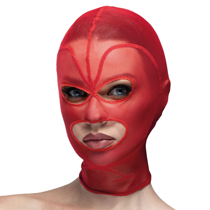 Маска сітка у формі серця з відкритим ротом та очима Feral Feelings Hearts Mask Red/Red
