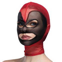 Маска-сітка «Серце» з відкритим ротом і очима Feral Feelings Hearts Mask Red/Black