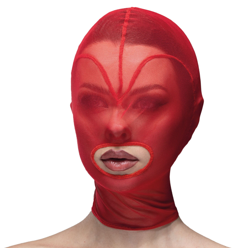 Маска сітка з відкритим ротом Feral Feelings Hearts Mask Red/Red
