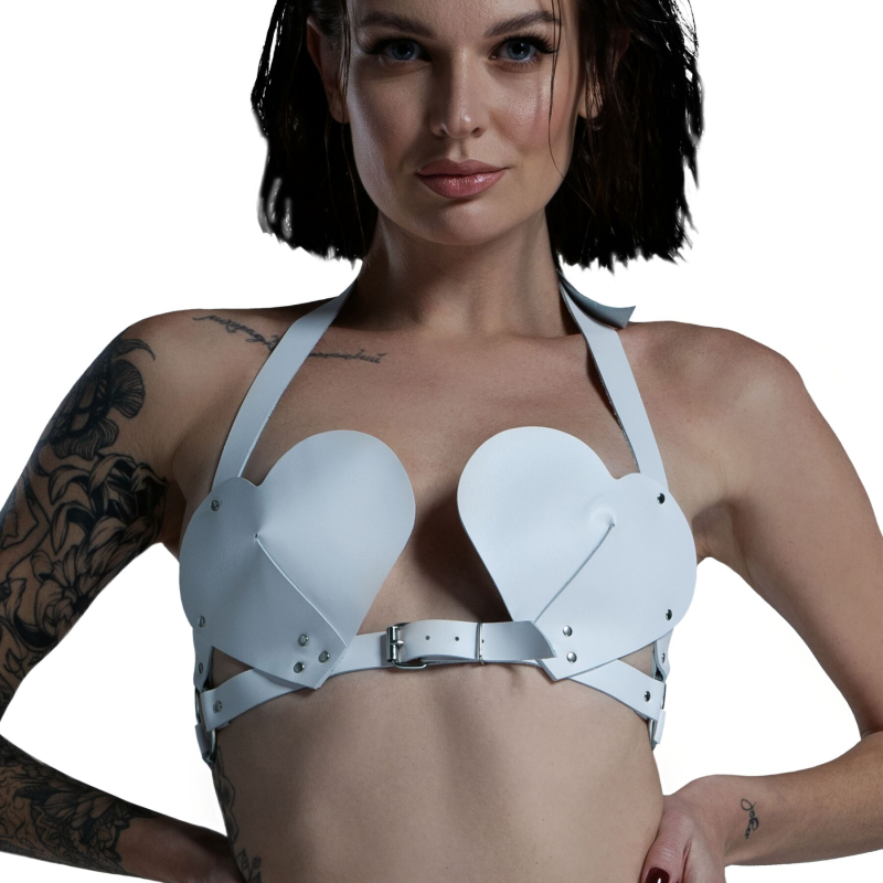 Ліф Сердце зі шкіри Feral Feelings Hearts Bra White