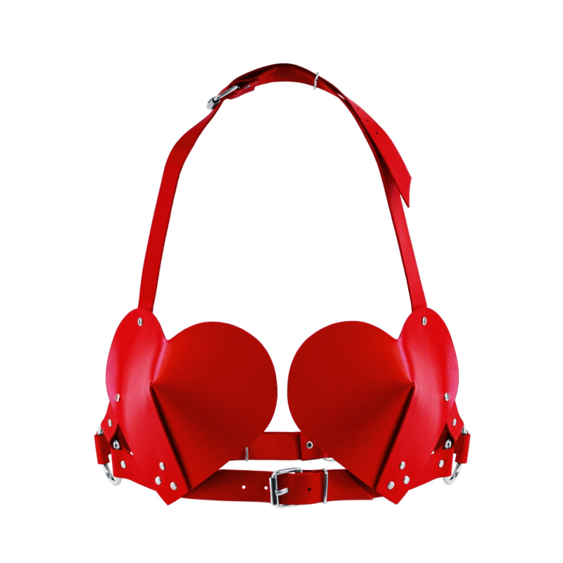 Ліф Сердце зі шкіри Feral Feelings Hearts Bra Red