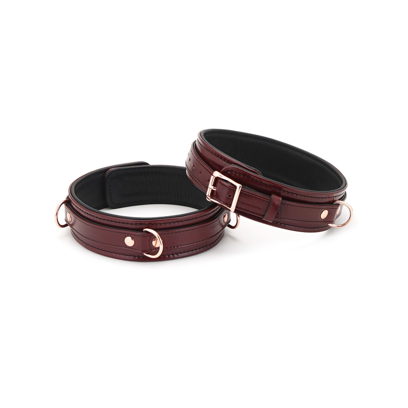 Фіксатори для стегон Liebe Seele Wine Red Thigh Cuffs, розмір L, натуральна шкіра