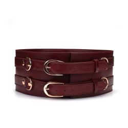 Шкіряний пояс для бондажу Liebe Seele Wine Red Waist Cuff, розмір M