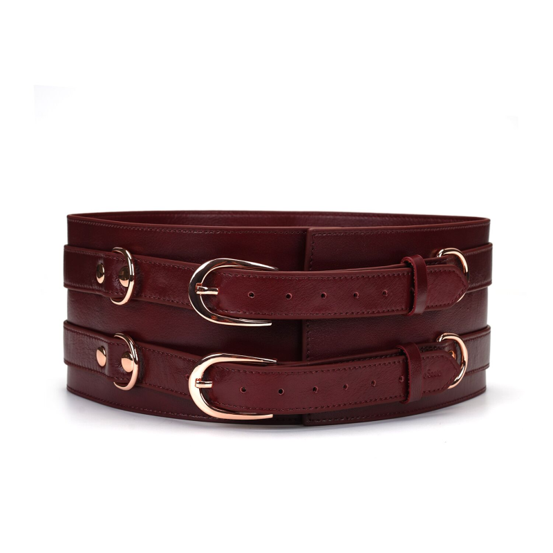 Шкіряний пояс для бондажу Liebe Seele Wine Red Waist Cuff, розмір L