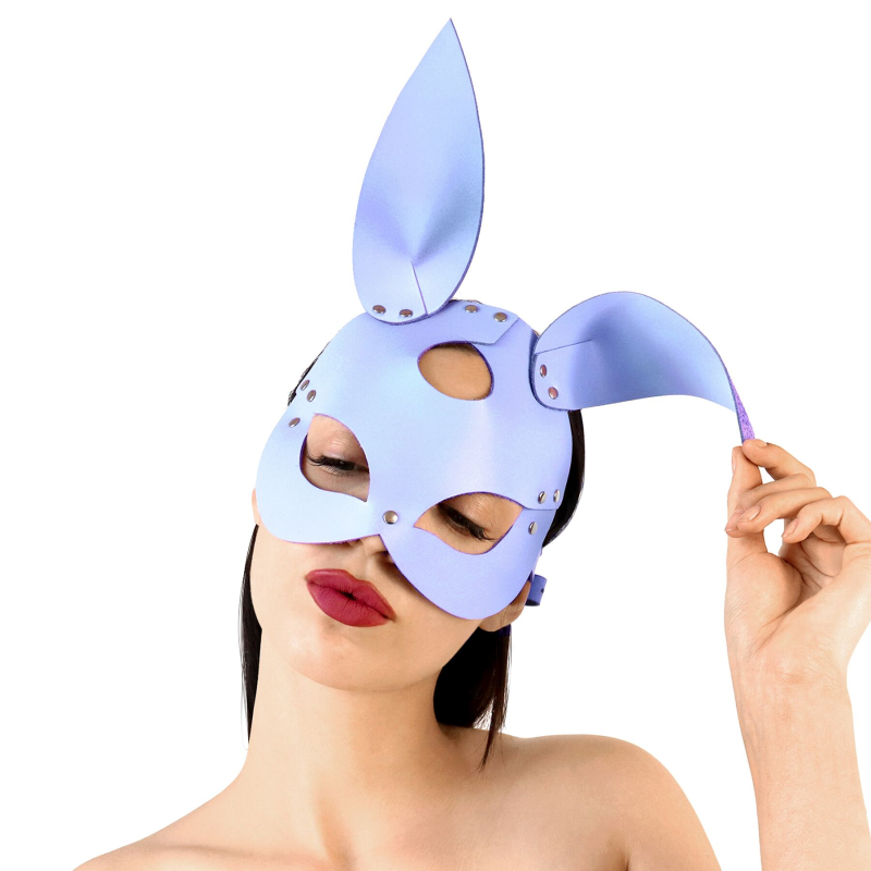 Шкіряна маска Зайки Art of Sex - Bunny mask, лавандова