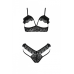 Еротичний комплект Passion DOLLY SET з відкритими чашками, L/XL, чорний