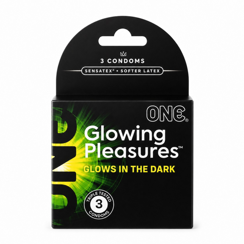 Презервативи ONE Glowing Pleasures, світяться в темряві, 3 шт