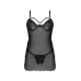 Пеньюар Passion Drosera Chemise, чорний, з трусиками, L/XL