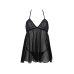 Пеньюар Passion Kerria Chemise з мереживним верхом та трусиками, чорний, L/XL