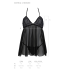 Пеньюар Passion Kerria Chemise з мереживним верхом та трусиками, чорний, L/XL