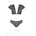 Комплект Passion LEAFA BIKINI black, топ з рукавчиками та стрінги-шортики
