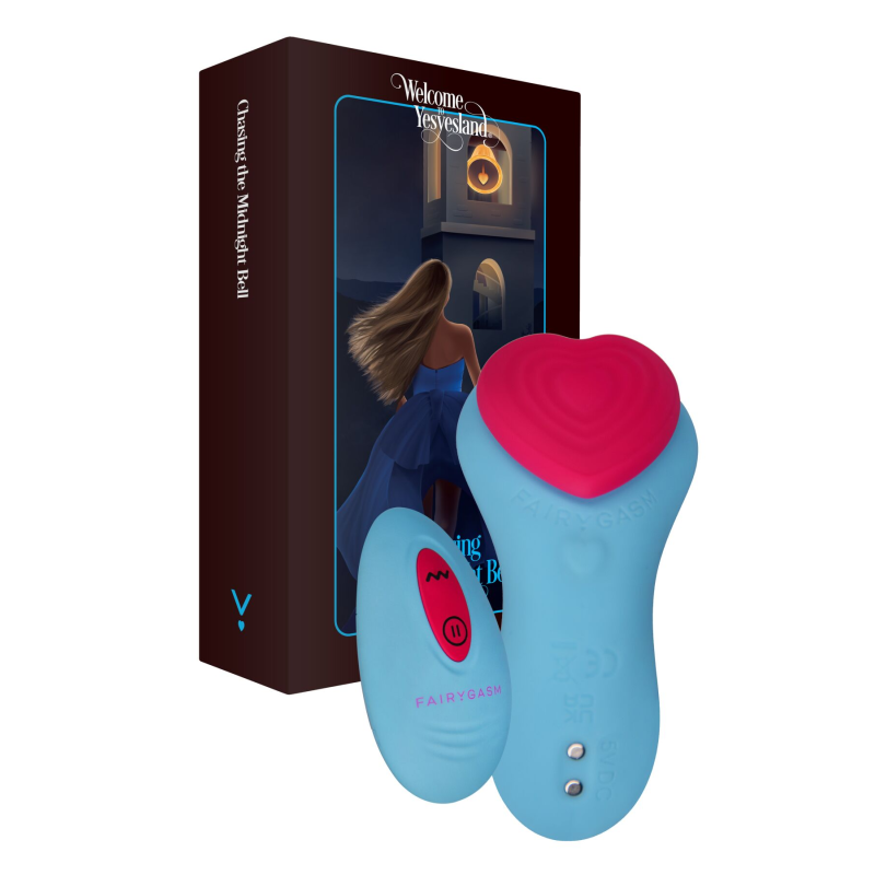 Вібратор в трусики FairyGasm HeartGem blue, на магніті, з пультом ДУ