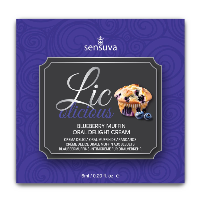 Пробник гелю для мінету Sensuva Lic-o-licious Blueberry Muffin, 6 мл
