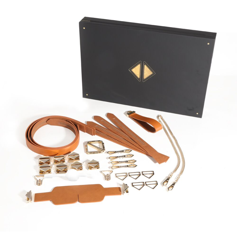 БДСМ-набір LOCKINK Bondage & Restraint Set, коричневий, натуральна шкіра