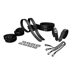 Набір для бондажу LOCKINK 8-Bondage-Straps Restraint Set, 8 ременів зі шкіри, чорний